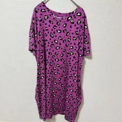 【美品】ジョイスパン 豹柄 ミニワンピース 半袖チュニック L XL ゆったりのサムネイル