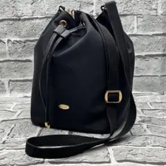 ブルーレーベルクレストブリッジ ショルダーバッグ 巾着 ナイロン レザー 黒のサムネイル