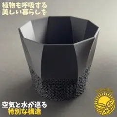 3Dプリンター鉢 3号相当 植木鉢 黒 『エアセル』 作家鉢 通気◎ アガベ