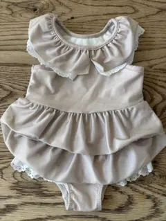 ベージュ フリル付き水着 セパレートタイプ　女の子用　90