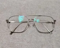 【新品】シルバーメタルフレーム ツーブリッジメガネ 度付きウィメンズ