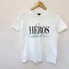 【H&M】コットン100%半袖プリントクルーネックTシャツ　Mサイズ　白ホワイト