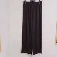 ワイドパンツ 総ゴム ブラック 薄手 Mサイズ