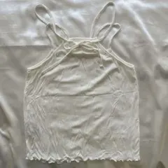 リブ編みホワイトキャミソール