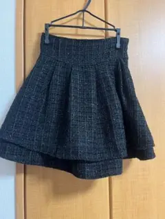 ♡ evelyn　ツイードダブルフレアスカート　ブラック ♡