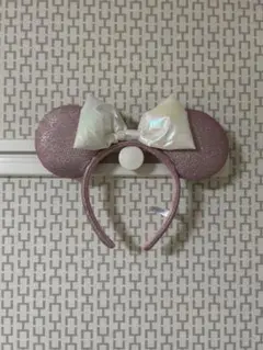 ピンク ミッキー耳カチューシャ リボン付き