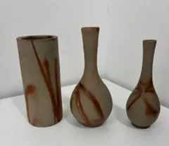 I 備前焼 一輪挿し 花瓶 3点セット 陶器