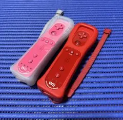 wiiリモコンプラス 限定レッド＆ピンクカバーストラップ付清掃・除菌済みセット