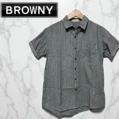 BROWNY 半袖シャツ グレー チェック柄