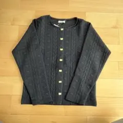 エニィファム　ふくれジャガードカーディガン　ブラック　140