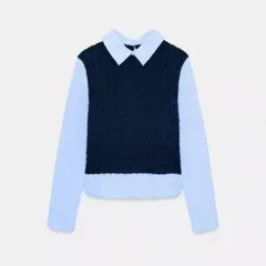 ザラ　ブルーシャツ　ベスト　トップス