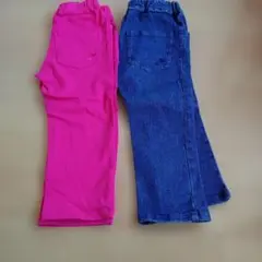 ピンクとデニム7分丈ズボン 2点セット