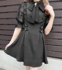 ROJITA レーシーショートスリーブサイドベルトワンピース