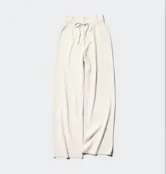 UNlQLOウォッシャブルニットリブパンツＬサイズ ナチュラル　ポケット無