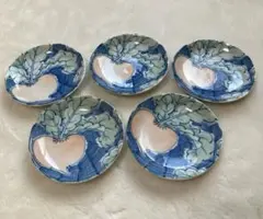 【昭和レトロ】大根の葉デザインの皿5枚セット（小皿）