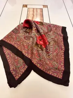 9208花柄ペイズリー柄大判スカーフ高級シルク100%