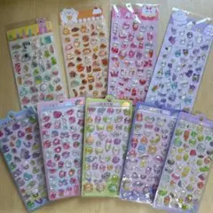 在庫処分　シールまとめ売り　9枚セット ぷっくり ぷくぷくシール　ドロップ