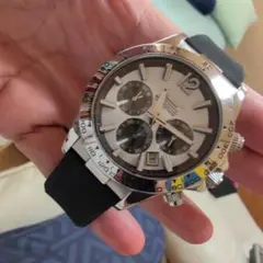 [新品同様]TECHNOSテクノスクロノグラフ腕時計TP0801 ホワイト文字盤