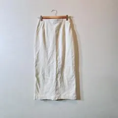 ユニクロ　デニムジャージーナローロングスカート　S ホワイト　スリット　無地