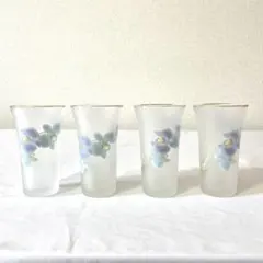 希少 ヴィンテージ 前畑陶器 庫山窯 すみれ 一口ビールグラス 4客 未使用