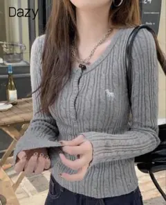 SHEIN DAZY リブニット　グレー　L 完売品　46142133