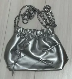 SHEINシルバーリボンバッグ