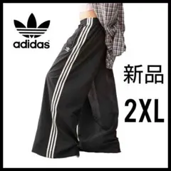 新品★黒2XL★サテンワイドレッグトラックパンツ★男女★常田大希★adidas