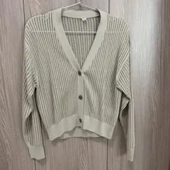 UNIQLO メッシュVネックショートカーディガン　Sサイズ　ライトグレー