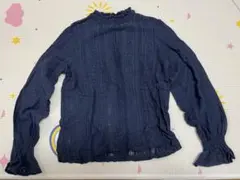 GU ネイビー レース編み 長袖シャツ M