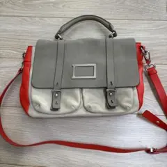 MARC BY MARC JACOBS レザーショルダーバッグ グレー/レッド