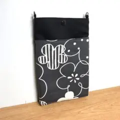 スマホポーチ(本体)　花柄　グレー　サコッシュ　ミニショルダー