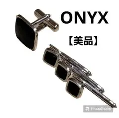 【美品】ONYX　オニキス　カフリンクス　４点セット　ブラック　シルバー　セット