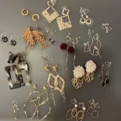 イヤリング、ノンホールピアスセット18点