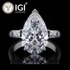 2.50ct E-VS1 ラウンドとペアシェイプラボグロウンダイヤモンド指輪 