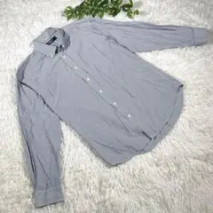 ワイシャツ　『LL』　ストライプ　ブルー　シンプル　カジュアル　オフィス　紳士