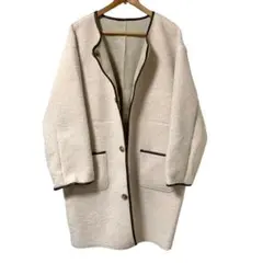 前ボタン付きボア仕様＆シープスキンリバーシブル×ベージュ☆ジャケット【4L】