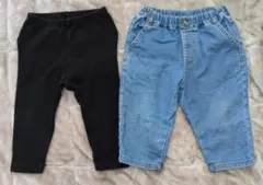 ブラックパンツとデニムパンツセット　UNIQLOベビー