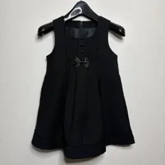 フォーマルワンピース黒100cmリボン冠婚葬祭発表会上品美品のサムネイル