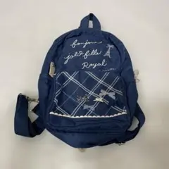 ポンポネット ネイビー ボディバッグ ＆リュック チェック柄 リボン2way