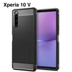 Spigen Xperia 10 V スマホケース ブラック 耐衝撃 衝撃吸収