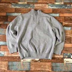 L.L.Bean ハーフジップ コットンセーター L グレー メンズ　古着