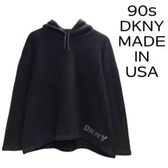 USA製 90s DKNY フリース スウェット パーカー ブラック 黒のサムネイル