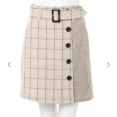 イング　柄切替チェック台形／スカート　ベルトなし