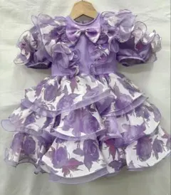 子供用ドレス　パープル　花柄　フリル　3歳のサムネイル