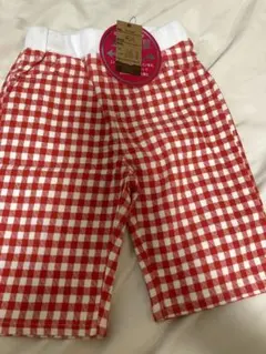 新品タグ付き　B.S.G 赤と白のチェック柄 ハーフパンツ 110