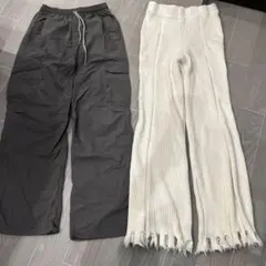 カジュアルパンツセット 黒と白