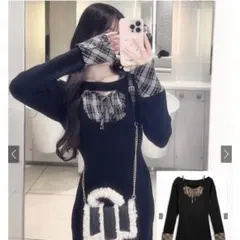 GRL チェック柄フロントオープンリボンミニワンピース［pm784］