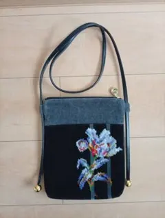 FEILER 花柄ショルダーバッグ 黒/グレー