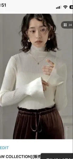Re:EDITリエディ新品◇フレアスリーブハイネックリブニットトップス