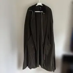 オリーブグリーン ロングコート フード付き